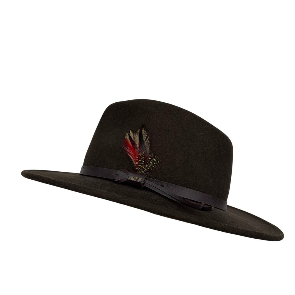 Scala Classico Men's Crushable Dorfman Pacific 100% Wool Felt Brown Outback Hat